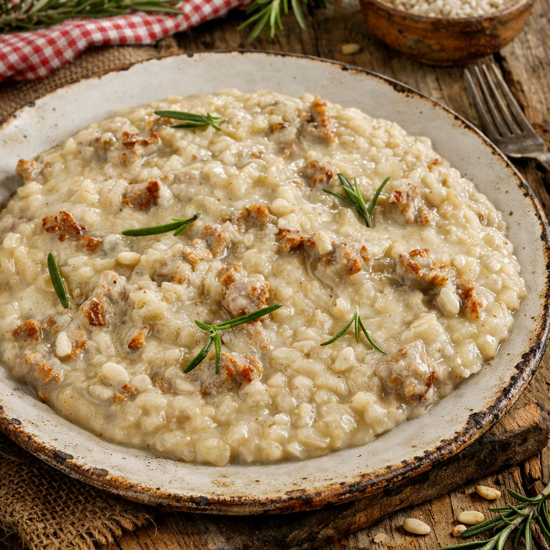 Risotto stracchino e salsiccia