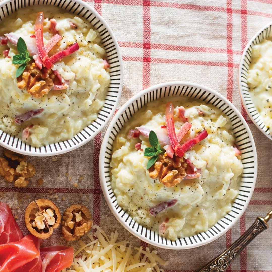 Risotto Stracciatella Speck e Noci